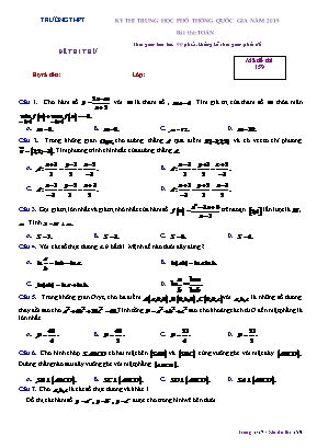 Đề thi thử Trung học Phổ thông Quốc gia môn Toán năm 2019 - Mã đề 159